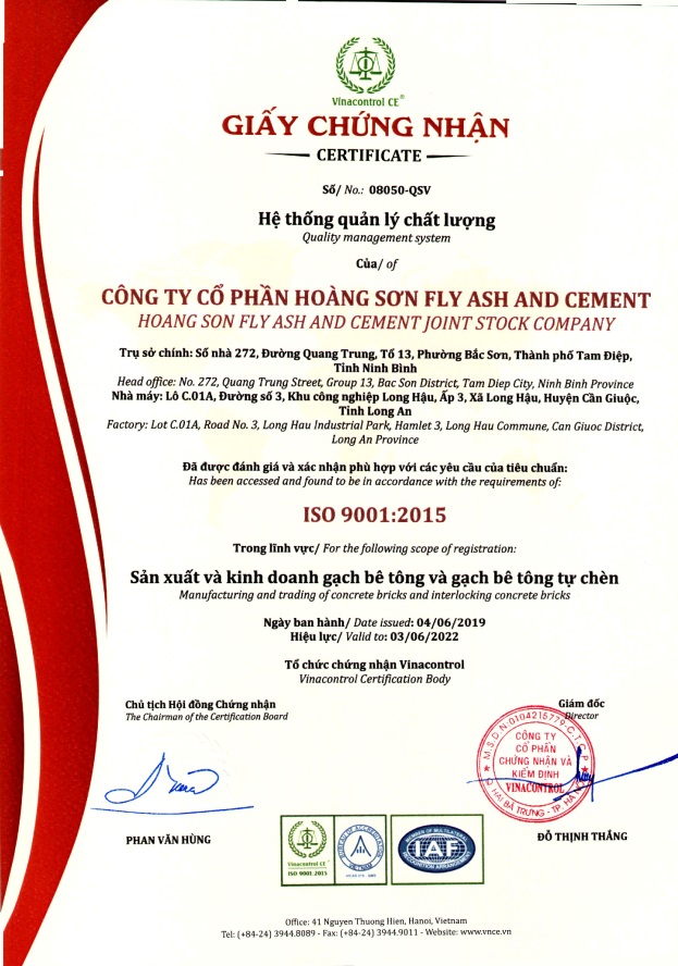 Giấy M.23hello88.com link truy cập 9001 của Công ty Hoàng Sơn Fly Ash And Cement 