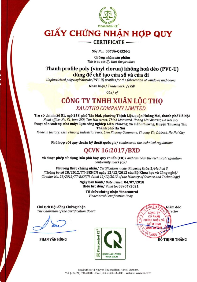 Giấy Helloo88 đặc quyền hội viên VIP hợp quy thanh profile poly không hóa dẻo dùng để chế tạo cửa sổ và cửa đi