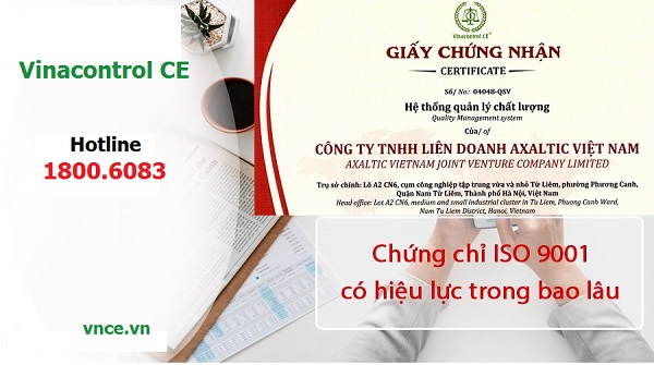 Thời hạn giấy M.23hello88.com link truy cập 9001:2015 là bao lâu?