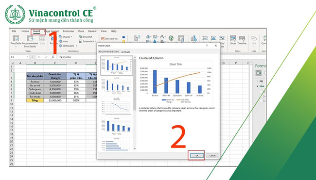 Tiến hành vẽ biểu đồ trên Excel