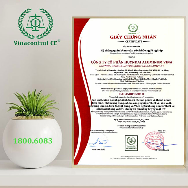 Hello89 Nền Tảng Cá Cược ISO 45001 của Công ty CP Hyundai Aluminum Vina
